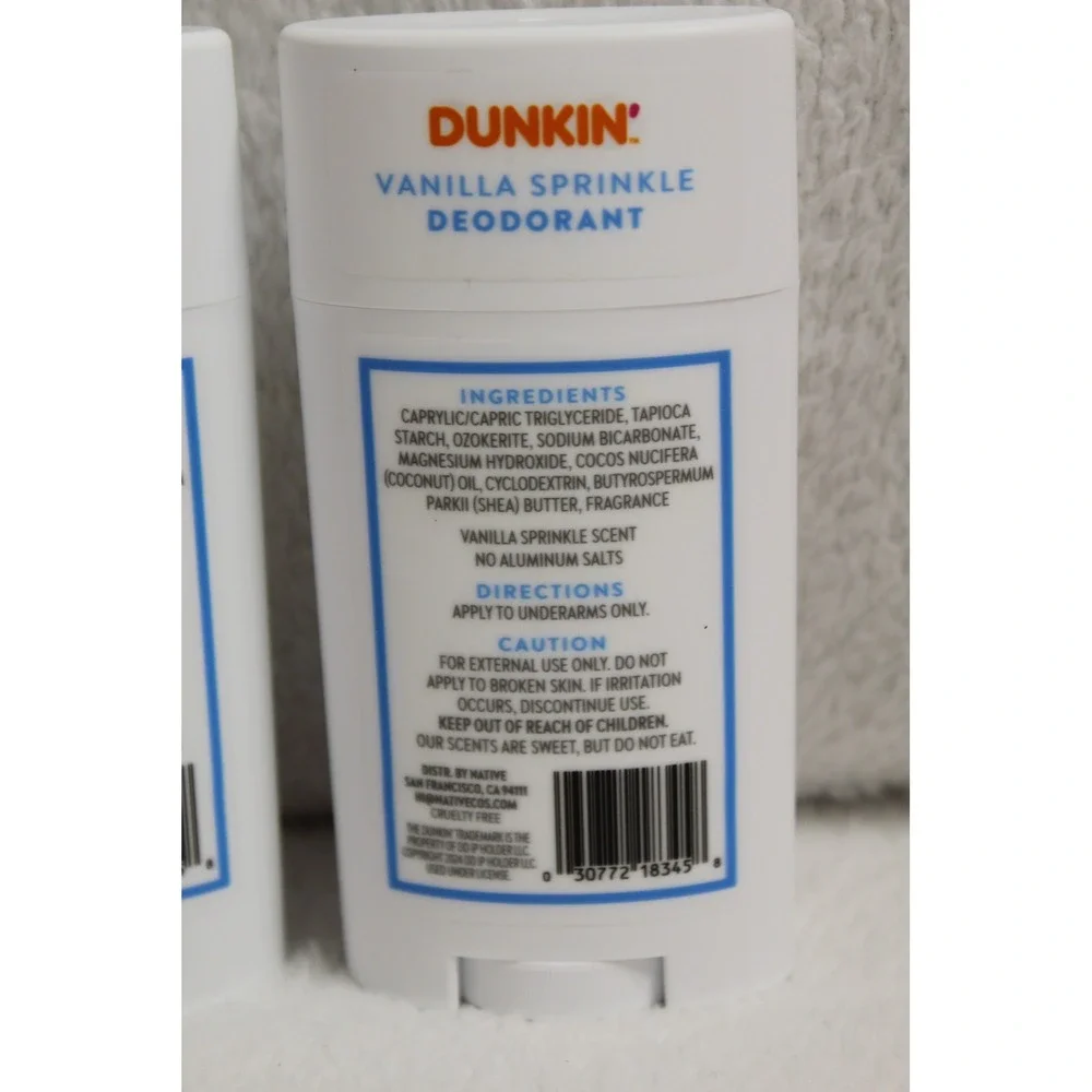 Native Dunkin Vanilla Sprinkle Deodorant 2.65oz‎ Paraben Free Aluminum Free - Picture 6 of 6